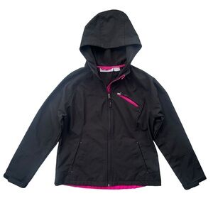 Free Tech Women’s L Rich Black Pink Soft Shell Water Resistant Zip Hooded Jacket